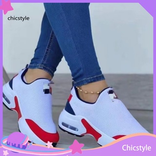 Chicstyle รองเท้าผ้าใบแพลตฟอร์ม กันลื่น ผ้าตาข่าย เหมาะกับการเล่นกีฬา เทรนเนอร์ สําหรับผู้หญิง 1 คู่
