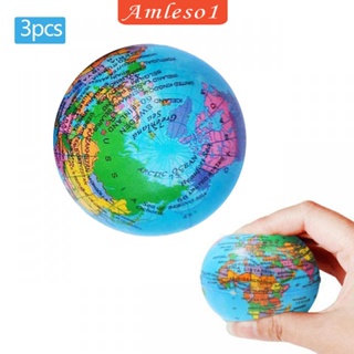 [Amleso1] ของเล่นลูกบอลโฟม แผนที่โลก บีบได้ สําหรับปาร์ตี้ โรงเรียน 3 ชิ้น