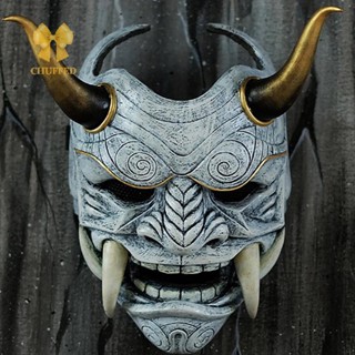 Chuffed&gt; หน้ากากครึ่งหน้า ลายผี Hannya สไตล์ญี่ปุ่น สําหรับปาร์ตี้ฮาโลวีน