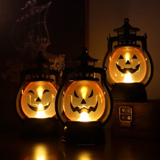 Halloween_ โคมไฟ LED รูปฟักทอง แนวเรโทร แบบพกพา สําหรับตกแต่งปาร์ตี้ฮาโลวีน