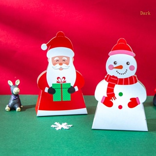 กล่องขนม ลายการ์ตูนสโนว์แมน สีเข้ม สําหรับตกแต่งบ้าน คริสต์มาส ปาร์ตี้