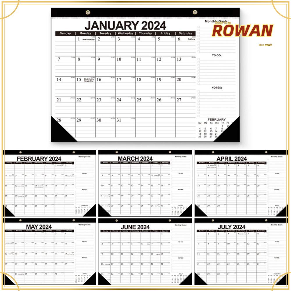 Rowans ปฏิทินแขวนผนัง กระดาษ 18 เดือน เดือนมกราคม 2024 มิถุนายน สมุด