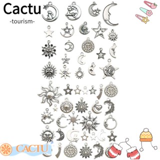 Cactu จี้รูปดวงจันทร์ ดวงอาทิตย์ อัลลอย สไตล์โบราณ สีเงิน สําหรับทําเครื่องประดับ สร้อยคอ สร้อยข้อมือ DIY 120 ชิ้น