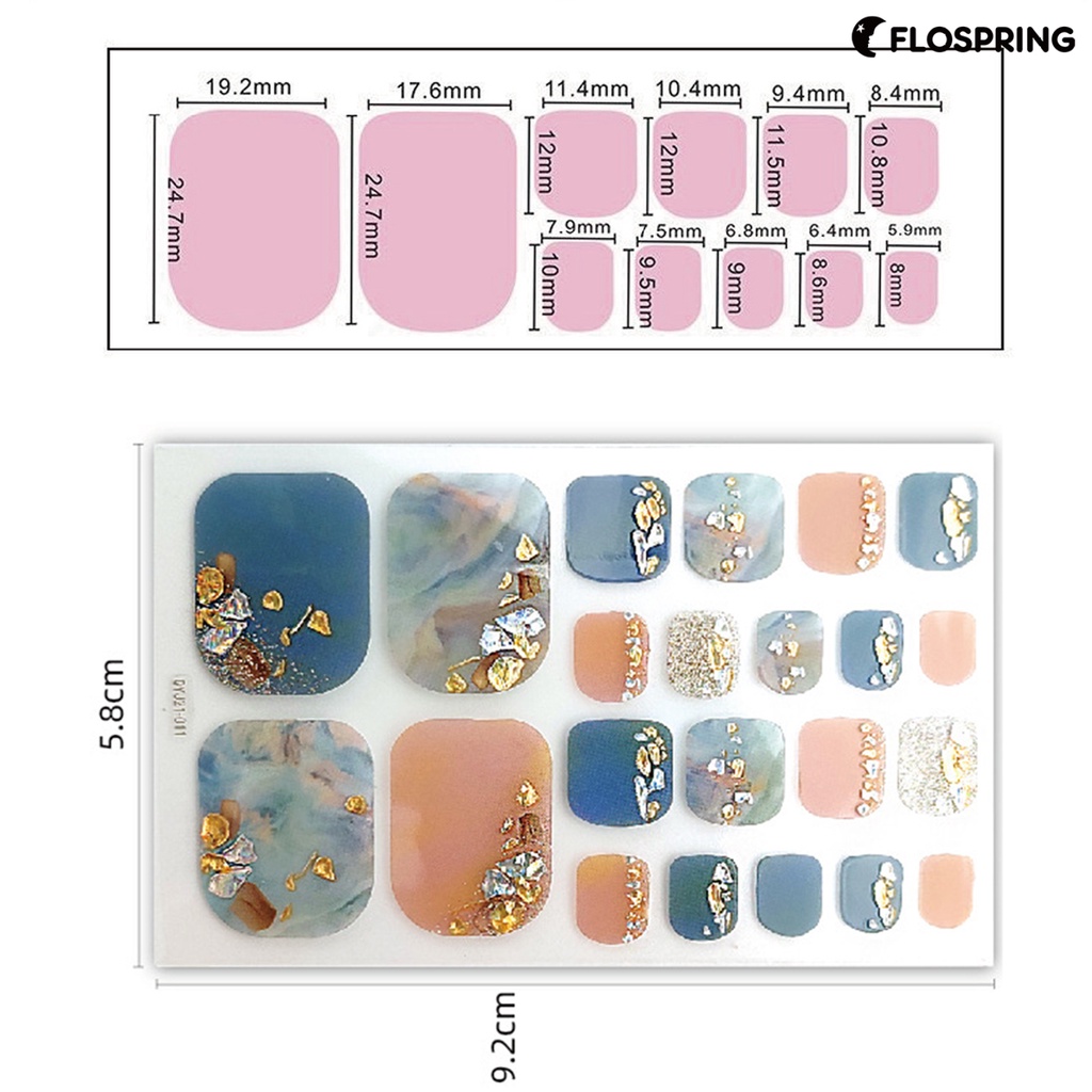 flospring-สติกเกอร์ติดเล็บเท้า-กันน้ํา-มีกาวในตัว-สําหรับผู้หญิง-1-ชุด