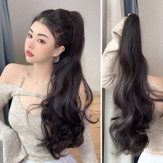 Wig ponytail female long curly hair summer fluffy high ponytail wig grip big waves big curls natural light and supernatural