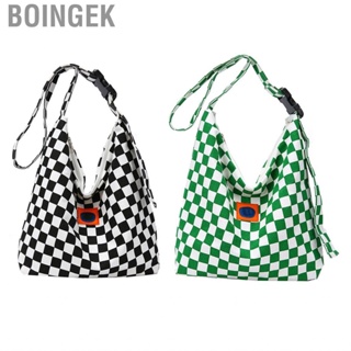 Boingek Shoulder Bags  Plaid Canvas  Easy To Carry Adjustable Casual Large  for Date