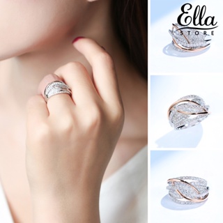 Ellastore123 แหวนแต่งงาน ฝังพลอยเทียม สีตัดกัน สําหรับผู้หญิง