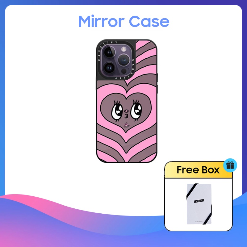 Casetify Y2K เคสโทรศัพท์มือถือแบบกระจกแข็ง ลาย Kissie Face สําหรับ