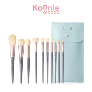 เซทแปรงแต่งหน้าสีฟ้า 10 ชิ้น Oni Multi Functional Makeup Brush Set 10pcs #Sky Blue ขนแปรงสังเคราะห์ พร้อมกระเป๋าสีฟ้...