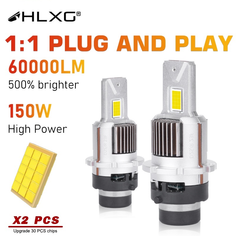 Hlxg หลอดไฟหน้ารถยนต์ D2H LED D2S D4S 150W 60000LM HID D2R D4R CSP