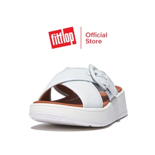 FITFLOP F MODE BUCKLE CANVAS CROSS รองเท้าแตะแบบสวมผู้หญิง รุ่น FY8-A45 สี SEAFOAM BLUE