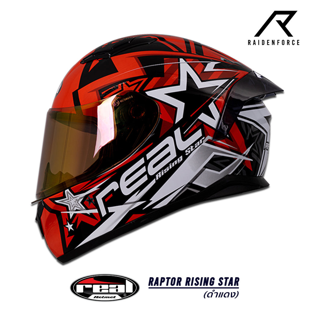 หมวกกันน็อค REAL Helmet Raptor Rising Star ดำแดง | Shopee Thailand