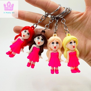 พวงกุญแจ จี้ตุ๊กตาฟิกเกอร์การ์ตูนเด็กผู้หญิงน่ารัก สีชมพู สําหรับห้อยกระเป๋า กุญแจรถ