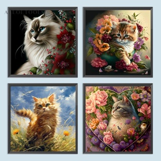 ชุดงานจิตรกรรมเม็ดบีด ทรงเพชรกลม 5D รูปลูกแมว ดอกไม้ สําหรับตกแต่งบ้าน DIY #Q [alloetools.th]