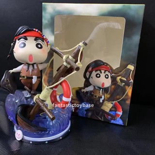 โมเดลฟิกเกอร์ Crayon Shin-chan Pirates of The Caribbean Jack Sparrow ของเล่นสําหรับเด็ก