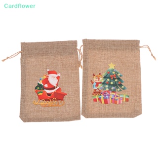 &lt;Cardflower&gt; ถุงบรรจุภัณฑ์ ผ้าลินิน พิมพ์ลายซานตาคลอส กวางเอลก์ สําหรับใส่คุกกี้ ลูกอม ปาร์ตี้คริสต์มาส ลดราคา