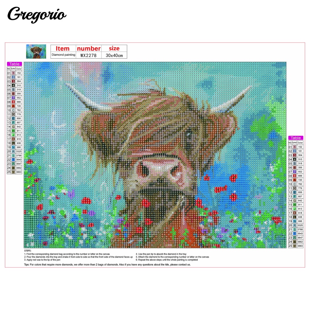 gregorio-ภาพวาดปักเพชร-เรซิน-แนวโมเสก-ลายวัวไฮแลนด์-5d-หลากสี-สําหรับตกแต่งบ้าน-ของขวัญ-diy
