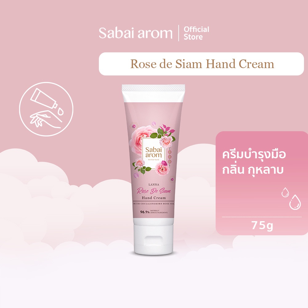 ภาพหน้าปกสินค้าSabaiarom Rose De Siam ครีมบำรุงมือ Hand Cream 75g ครีมทามือ กลิ่นกุหลาบ ผิวนุ่ม ชุ่มชื้น ซึมเร็ว ด้วยเชียบัตเตอร์