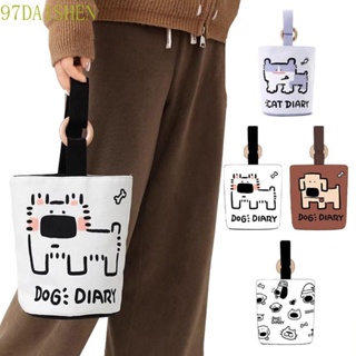 Daishen1 กระเป๋าถือ กระเป๋าช้อปปิ้ง ผ้าแคนวาส พิมพ์ลายตัวอักษร แบบพกพา สําหรับสุนัข แมว