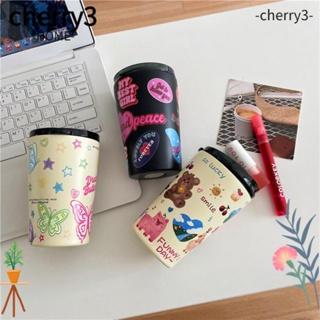 Cherry3 แก้วกาแฟสุญญากาศ สเตนเลส ลายการ์ตูนน่ารัก ขนาด 360 มล. 360 มล. สําหรับนักเรียน
