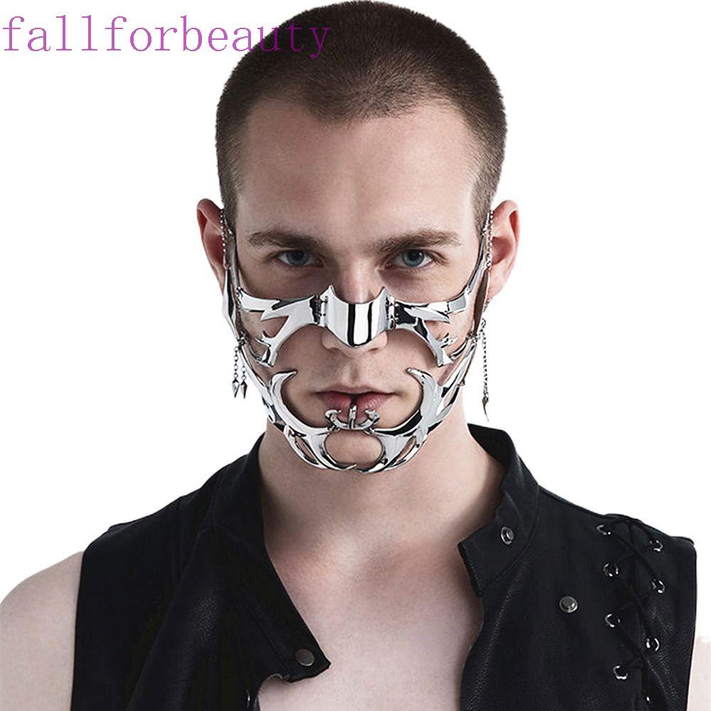 fallforbeauty-หน้ากากคอสเพลย์-ประดับพู่-สีเงิน-สไตล์โกธิค-พังก์-โกธิค-พร็อพปาร์ตี้ฮาโลวีน-สําหรับผู้หญิง