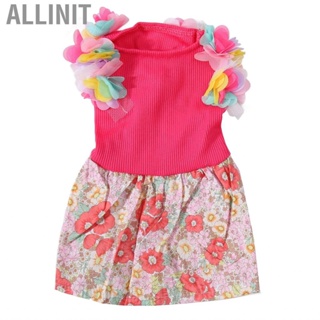 Allinit Cute Dog  Lightweight Breathable Floral Doggie Princess for Puppy Cats Rosy Red