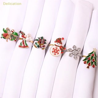 [Delication] ใหม่ล่าสุด แหวนโลหะ แขวนผ้าเช็ดปาก ลายกวางเรนเดียร์ สําหรับตกแต่งบ้าน คริสต์มาส