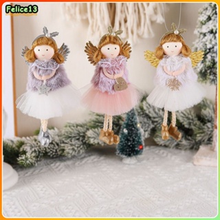 Christmas Angel ตุ๊กตาตกแต่งน่ารัก Glitter แถบคาดศีรษะสาวบ้าน Xmas Tree ตกแต่งฉากจี้ -FE