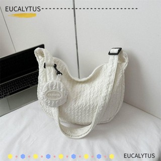 Eutus กระเป๋าสะพายไหล่ ผ้าแคนวาส ทรงโท้ท จุของได้เยอะ สีพื้น เรียบง่าย สําหรับเด็กผู้หญิง