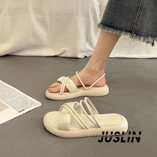 JUSLIN   รองเท้าแตะผู้หญิง ส้นแบน ใส่สบาย สไตล์เกาหลี รองเท้าแฟชั่น 2023 ใหม่  Korean Style สไตล์เกาหลี fashion สวยงาม D22E02O 37Z230910