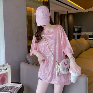 เสื้อยืดแขนสั้น ความยาวปานกลาง ทรงหลวม ขนาดใหญ่ แฟชั่นฤดูร้อน สําหรับผู้หญิง 2023