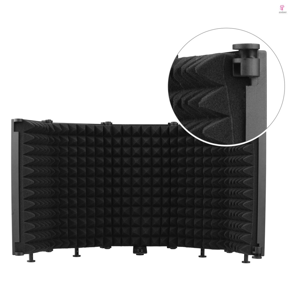 professional-microphone-isolation-screen-5-panel-sound-absorbing-foam-reflector-for-studio-recording
