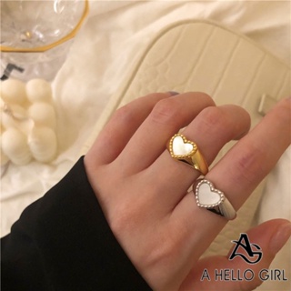 South Koreas Dongdaemun Niche Designer Ins Cold Wind Light Luxury Temperament White Shell Love Open Ring Female