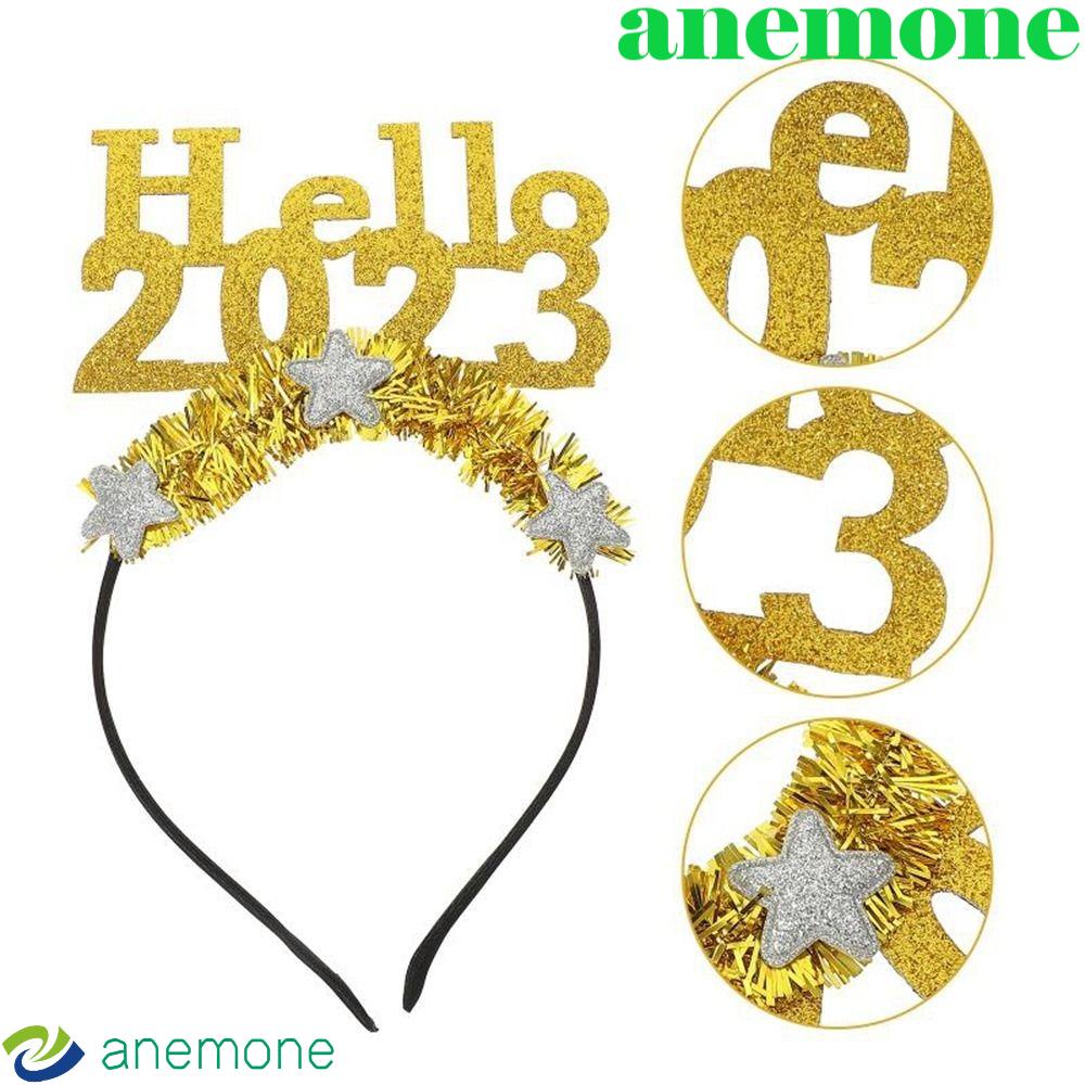 anemone-happy-ที่คาดผมคอสเพลย์-ลายตัวอักษร-hello-2023-หรูหรา-สําหรับปาร์ตี้คริสต์มาส-ปีใหม่