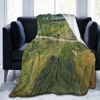 ผ้าห่ม ผ้าฟลีซ ผ้าสักหลาด แบบนิ่มพิเศษ ลายทิวทัศน์แวนโก๊ะ สําหรับตกแต่งบ้าน โซฟา เตียง