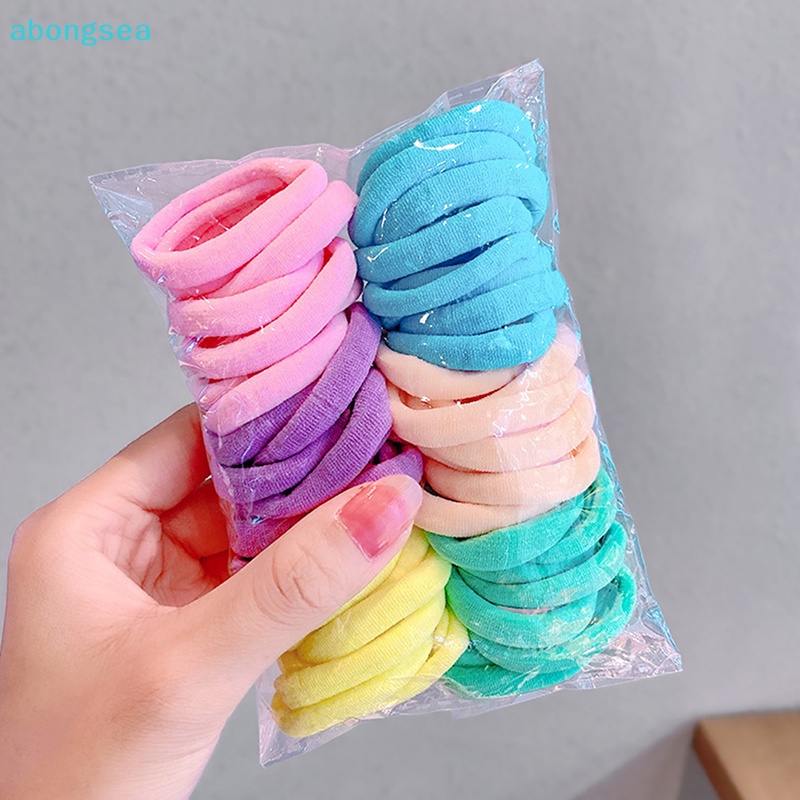 abongsea-ยางรัดผมหางม้า-แบบยืดหยุ่น-สีดํา-สีขาว-สําหรับเด็กผู้หญิง-50-ชิ้น