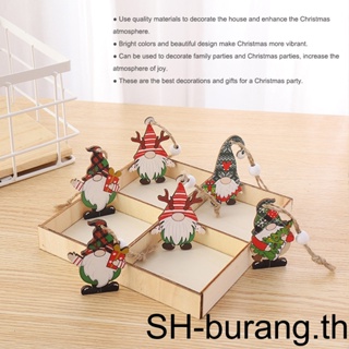 【Buran】จี้ไม้ ลายคริสต์มาส ไร้หน้า สําหรับตกแต่งต้นคริสต์มาส 12 ชิ้น ต่อกล่อง