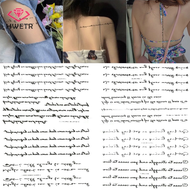 hwetr-ใหม่-สติกเกอร์รอยสักชั่วคราว-ลายตัวอักษรภาษาอังกฤษ-สายยาว-กันน้ํา-สําหรับผู้หญิง