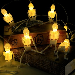 Halloween_ สายไฟ LED รูปหัวกะโหลก หลากสี ยาว 1.5 เมตร สําหรับตกแต่งปาร์ตี้ฮาโลวีน