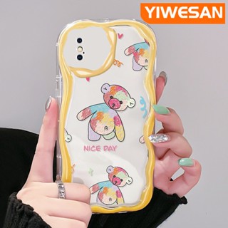 สําหรับ iPhone X Xs Xr Xs Max เคสแฟชั่น ลายหมี Nice Day ดีไซน์ใหม่ เนื้อครีม ขอบคลื่น นิ่ม ใส กันกระแทก เคสโทรศัพท์