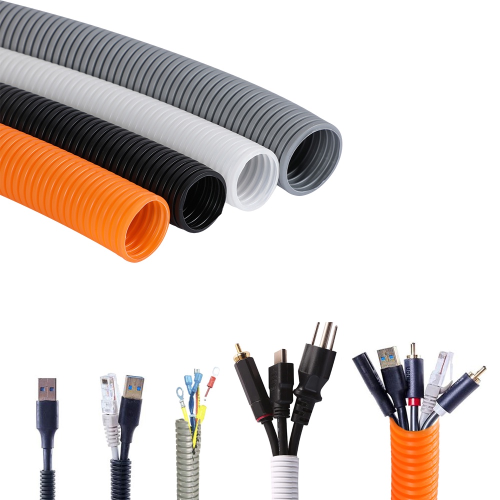 Split Loom Tubing Wire Conduit Black Corrugated Wire Tube Cable 