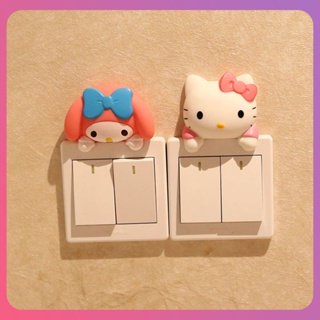 Creative Sanrio Switchสติ๊กเกอร์ตกแต่งอุปกรณ์ตกแต่งห้องสติกเกอร์การ์ตูนHello Kittyน่ารักซ็อกเก็ตสติกเกอร์ 3d Creative Cute Switchสติกเกอร์ [COD]