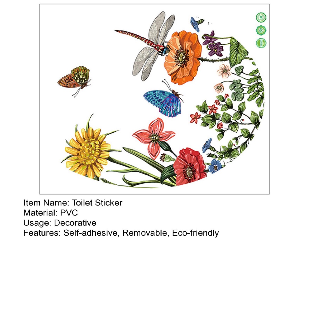 ustuttg-สติกเกอร์ไวนิล-รูปผีเสื้อ-และแมลงปอ-ดอกไม้-ลอกออกได้-สําหรับติดตกแต่งห้องน้ํา