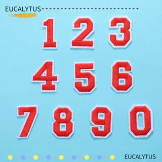 Eutus แผ่นแพทช์ผ้าฝ้าย ปักลายตัวเลข 0-9 ความสูง 4.5 ซม. มีกาวในตัว สีแดง สําหรับซ่อมแซมเสื้อผ้า 40 ชิ้น