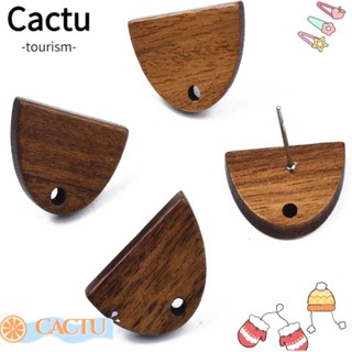 Cactu ต่างหูไม้ ทรงกลม ครึ่งวงกลม สีน้ําตาล สีฟ้า สําหรับทําเครื่องประดับ DIY