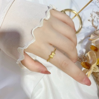 แหวนทอง 18k ประดับโบว์ สีเหลือง สไตล์เกาหลี A003