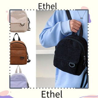 Ethel1 กระเป๋าเป้สะพายหลัง ผ้าลูกฟูก ขนาดเล็ก เรียบง่าย สําหรับผู้หญิง
