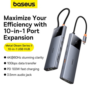 Baseus ตัวแปลงแยกฮับ USB โลหะ Gleam Series 10-in-1