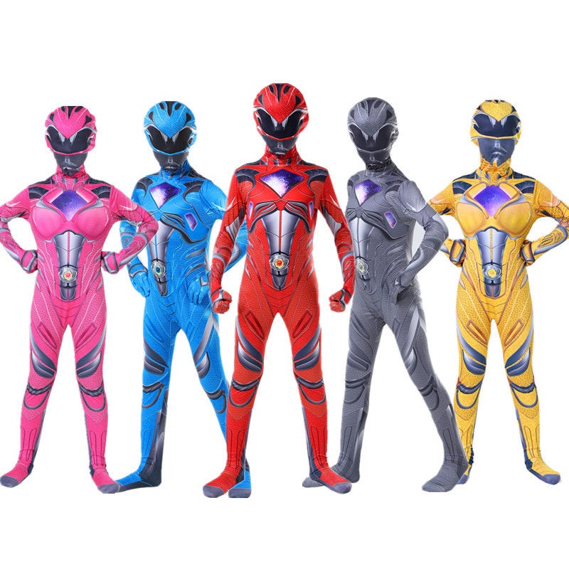 ชุดฮาโลวีนสำหรับเด็ก POWER RANGERS cosplay Clothes Anime Bodysuit ...