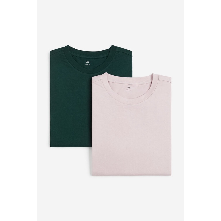 H&M Man 2pack Long Fit Tshirts 0945202_1 Shopee Thailand